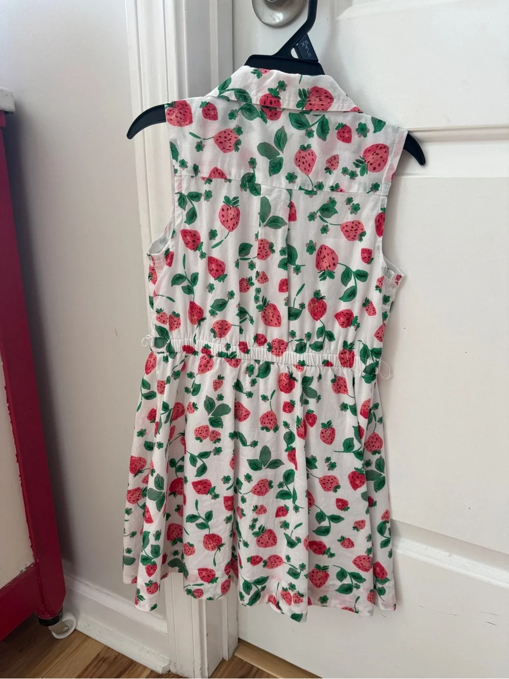 Crewcuts White Strawberry-Print Tie-Waist Dress